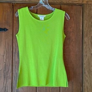 Misook Petite Lime Green Sleeveless Classic Knit Tank Top Size XXS